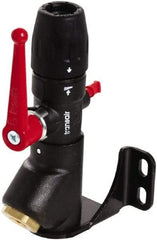 Transair - 1/2" ID, 16.5mm OD, 45° One Port Wall Bracket with Ball Valve - Plastic, 232 Max psi, 1/2 & 1/4 Female NPT, 3-5/16" Long - Apex Tool & Supply