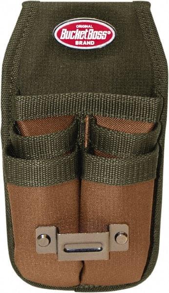Bucket Boss - 1 Pocket Holster - Polyester, Brown & Green, 4-1/2" Wide x 9-1/2" High - Apex Tool & Supply