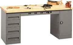 Tennsco - 72 Wide x 30" Deep x 33-1/2" High, Butcher Block Workbench - Fixed Legs, Medium Gray - Apex Tool & Supply