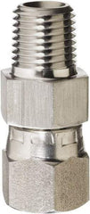 Made in USA - 1/2" Grade 316 Stainless Steel Pipe Adapter - MNPT x NPSM Swivel End Connections, 4,200 psi - Apex Tool & Supply