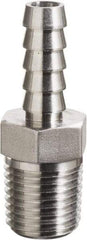 Made in USA - 5/8 x 1/2" Grade 316 Stainless Steel Pipe Hose Connector - Hose Barb x MNPT End Connections, 3,000 psi - Apex Tool & Supply