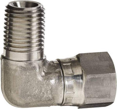 Made in USA - 3/4" Grade 316 Stainless Steel Pipe 90° Elbow - MNPT x NPSM Swivel End Connections, 2,250 psi - Apex Tool & Supply