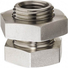 Made in USA - 1/2" Grade 316 Stainless Steel Pipe Anchor Coupling with Locknut - FNPT End Connections, 6,000 psi - Apex Tool & Supply