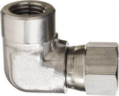 Made in USA - 1/2" Grade 316 Stainless Steel Pipe 90° Elbow - FNPT x NPSM Swivel End Connections, 3,500 psi - Apex Tool & Supply