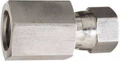 Made in USA - 5/8" Tube OD, 37° Stainless Steel Flared Tube Swivel Connector - 7/8-14 NPT, Female Flare x FNPT Ends - Apex Tool & Supply