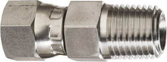 Made in USA - 1/2" Tube OD, 37° Stainless Steel Flared Tube Swivel Connector - 3/4-16 NPT, Female Flare x MNPT Ends - Apex Tool & Supply