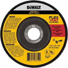 DeWALT - 4-1/2" Wheel Diam, 1/4" Wheel Thickness, 7/8" Arbor Hole, Type 27 Depressed Center Wheel - Fine/Coarse Grade, Ceramic, 13,300 Max RPM - Apex Tool & Supply