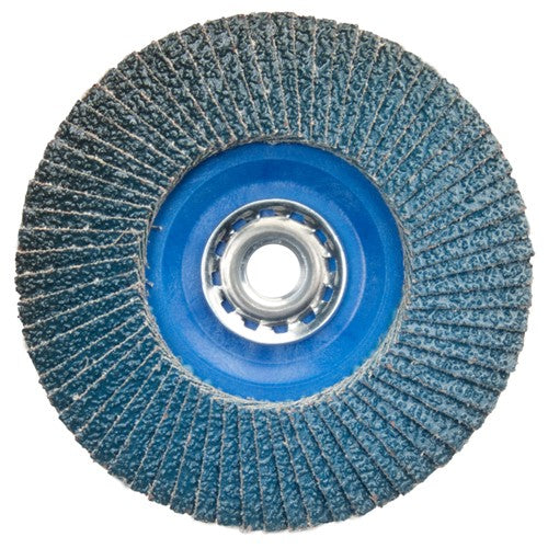 ‎5″ × 5/8″-11 Flap Disc BlueFire Quick Trim Type 27 Plastic Plate 40 Grit - Apex Tool & Supply