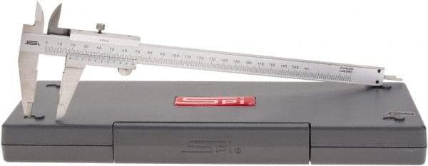 SPI - 0 to 200mm Stainless Steel Vernier Caliper - 0.02mm Graduation, 1.97" Jaw Depth, 0.03mm Accuracy, Includes NIST Traceability Certificate - Apex Tool & Supply
