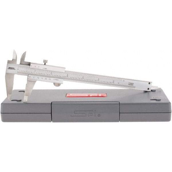 SPI - 0 to 6" Stainless Steel Vernier Caliper - 0.0010" Graduation, 40mm Jaw Depth, 0.001" Accuracy, Includes Depth Measurement Rod & Inside Diam Jaws, Includes NIST Traceability Certificate - Apex Tool & Supply