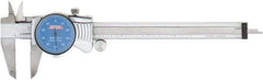SPI - 0" to 6" Range, 0.001" Graduation, 0.1" per Revolution, Dial Caliper - Blue Face, 1.57" Jaw Length, Accurate to 0.0010" - Apex Tool & Supply