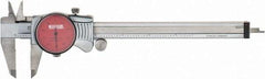 SPI - 0" to 6" Range, 0.001" Graduation, 0.1" per Revolution, Dial Caliper - Red Face, 1.57" Jaw Length, Accurate to 0.0010" - Apex Tool & Supply