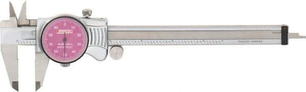SPI - 0" to 6" Range, 0.001" Graduation, 0.1" per Revolution, Dial Caliper - Purple Face, 1.57" Jaw Length, Accurate to 0.0010" - Apex Tool & Supply
