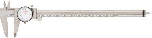SPI - 0mm to 300mm Range, 0.02 mm Graduation, 2mm per Revolution, Dial Caliper - White Face, 64mm Jaw Length, Accurate to 0.04mm - Apex Tool & Supply
