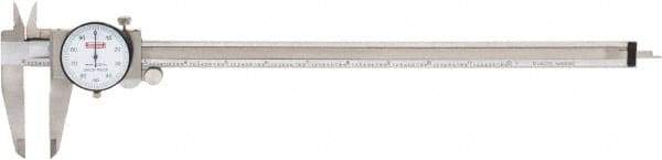 SPI - 0" to 12" Range, 0.001" Graduation, 0.1" per Revolution, Dial Caliper - White Face, 2.51" Jaw Length, Accurate to 0.0015" - Apex Tool & Supply