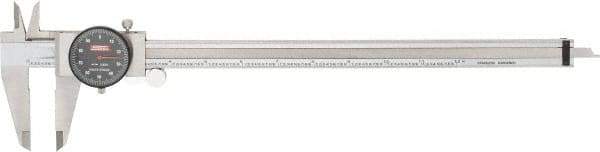 SPI - 0" to 12" Range, 0.001" Graduation, 0.1" per Revolution, Dial Caliper - Black Face, 2.51" Jaw Length, Accurate to 0.0015" - Apex Tool & Supply