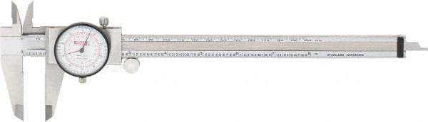 SPI - 0" to 8" Range, 0.001" and 0.02 mm Graduation, 0.001" per Revolution, Dial Caliper - White Face, 50mm Jaw Length, Accurate to 0.03mm - Apex Tool & Supply