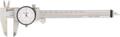 SPI - 0" to 6" Range, 0.001" and 0.02 mm Graduation, 0.001" per Revolution, Dial Caliper - White Face, 40mm Jaw Length, Accurate to 0.02mm - Apex Tool & Supply