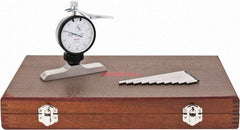 SPI - 0 to 100mm Range, Steel, White Dial Depth Gage - 0.01mm Graduation, 0.02mm Accuracy, 101mm Base Measuring Length - Apex Tool & Supply