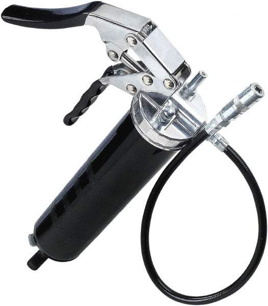 lumax - 7,000 Max psi, Flexible Pistol Grease Gun - 14 oz Capacity, 1/8 Thread Outlet, 25 Strokes per oz, 3-Way Fill - Apex Tool & Supply