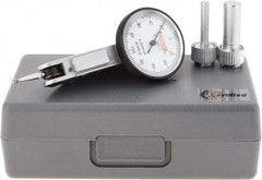 SPI - 0.2mm Range, 0.002mm Dial Graduation, Horizontal Dial Test Indicator - 32mm White Dial, 0-100-0 Dial Reading, Accurate to 0.004mm - Apex Tool & Supply