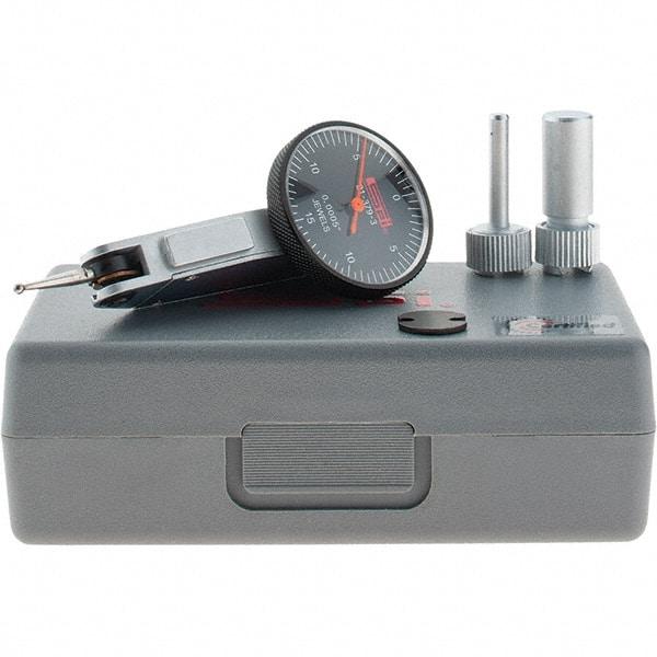 SPI - 0.03" Range, 0.0005" Dial Graduation, Horizontal Dial Test Indicator - 1-1/4" Black Dial, 0-100-0 Dial Reading, Accurate to 0.0005" - Apex Tool & Supply