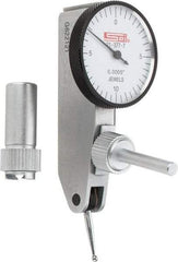 SPI - 0.02" Range, 0.0005" Dial Graduation, Horizontal Dial Test Indicator - 1-1/4" White Dial, 0-10-0 Dial Reading, Accurate to 0.0005" - Apex Tool & Supply