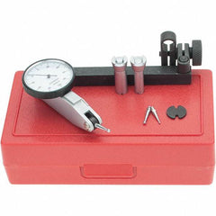 SPI - 8 Piece, 0mm to 0.2mm Measuring Range, 32mm Dial Diam, 0-100-0 Dial Reading, White Dial Test Indicator Kit - 0.04mm Accuracy, 16.2mm Contact Point Length, 2mm Ball Diam, 0.002mm Dial Graduation - Apex Tool & Supply