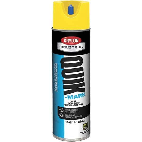 Krylon - 20 fl oz Yellow Marking Paint - 664' Coverage at 1" Wide, Water-Based Formula, 307 gL VOC - Apex Tool & Supply