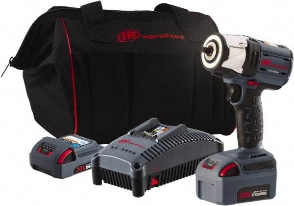 Ingersoll-Rand - 3/8" Drive 20 Volt Pistol Grip Cordless Impact Wrench & Ratchet - 2,100 RPM, 0 to 3,100 BPM, 360 Ft/Lb Torque, 2 Lithium-Ion Batteries Included - Apex Tool & Supply