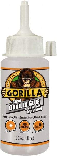 Gorilla Glue - 3.75 oz Bottle Clear All Purpose Glue - 10 min Working Time, 24 hr Full Cure Time, Bonds to Most Surfaces - Apex Tool & Supply