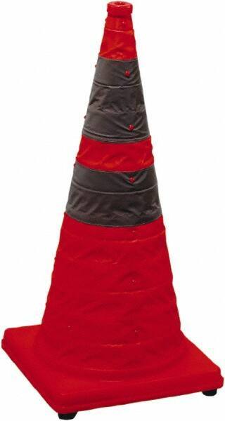 PRO-SAFE - 28" High, Orange Collapsible Traffic Cone - 14" Base Width, 4 Lb - Apex Tool & Supply