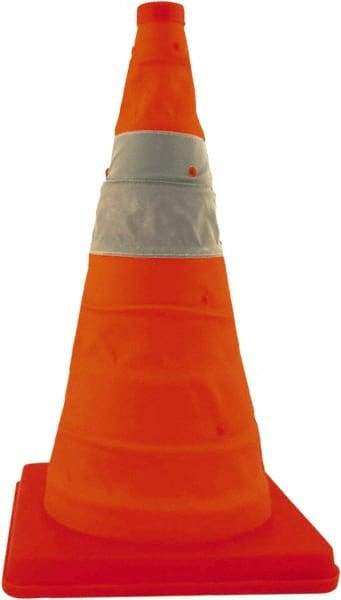 PRO-SAFE - 18" High, Orange Collapsible Traffic Cone - 13" Base Width, 16 Lb - Apex Tool & Supply