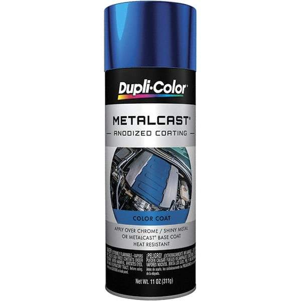 Dupli-Color - 11 oz Blue Anodized Automotive Heat Resistant Paint - Metallic Finish, 500°F Max Temp, Comes in Aerosol Can - Apex Tool & Supply