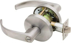 Falcon - Grade 1 Privacy Lever Lockset for 1-3/8" Thick Doors - 2-3/4" Back Set, No Cylinder, Steel, Satin Chrome Finish - Apex Tool & Supply