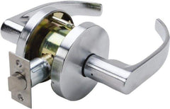 Falcon - Grade 1 Passage Lever Lockset for 1-3/8" Thick Doors - 2-3/4" Back Set, No Cylinder, Steel, Satin Chrome Finish - Apex Tool & Supply