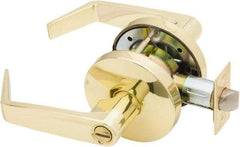 Falcon - Grade 2 Privacy Lever Lockset for 1-3/8" Thick Doors - 2-3/4" Back Set, No Cylinder, Steel, Bright Brass Finish - Apex Tool & Supply