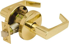 Falcon - Grade 2 Passage Lever Lockset for 1-3/8" Thick Doors - 2-3/4" Back Set, No Cylinder, Steel, Bright Brass Finish - Apex Tool & Supply