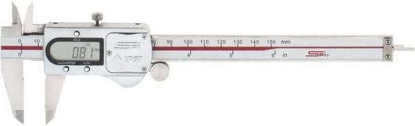 SPI - 0 to 150mm Range, 0.01mm Resolution, IP67 Electronic Caliper - Stainless Steel with 40mm Stainless Steel Jaws, 0.02mm Accuracy - Apex Tool & Supply