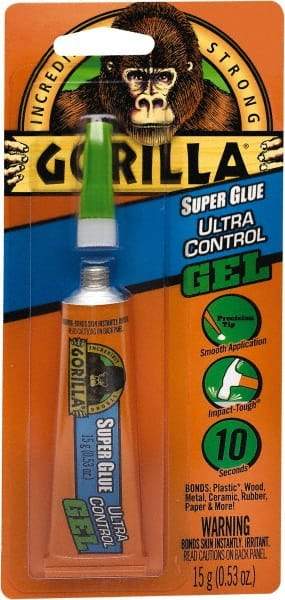 Gorilla Glue - 0.53 oz Tube Clear Super Glue - 24 hr Full Cure Time, Bonds to Most Surfaces - Apex Tool & Supply