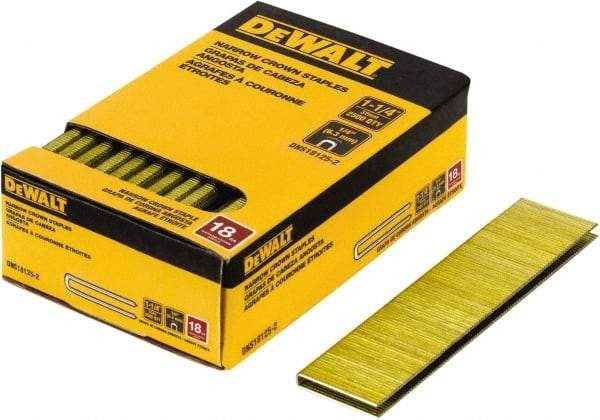 DeWALT - 1-1/4" Long x 1/4" Wide, 18 Gauge Crowned Construction Staple - Steel, Copper Finish, Chisel Point - Apex Tool & Supply