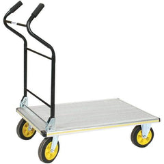 Wesco Industrial Products - 750 Lb Capacity 41" OAH Platform Truck - Ergonomic Cushion Grip Handle, Aluminum, Solid Rubber Wheels - Apex Tool & Supply