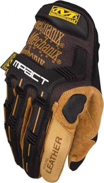 Mechanix Wear - Size L (10) Split Leather Work Gloves - For General Purpose, Uncoated, Hook & Loop Cuff, Full Fingered, Black, Paired - Apex Tool & Supply