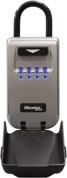 Master Lock - 2" Wide x 6-3/4" Overall Height, Set-Your-Own Combination, Portable Key Safe - Dark Gray Finish - Apex Tool & Supply