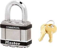 Master Lock - 1" Shackle Clearance, Keyed Alike Padlock - 3/8" Shackle Diam, Laminated Steel - Apex Tool & Supply