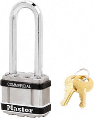 Master Lock - 2-1/2" Shackle Clearance, Keyed Alike Padlock - 5/16" Shackle Diam, Laminated Steel - Apex Tool & Supply