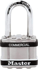 Master Lock - 1.51" Shackle Clearance, Keyed Different Padlock - 5/16" Shackle Diam, Laminated Steel - Apex Tool & Supply