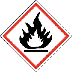 NMC - Hazardous Materials Label, Header: Flammable Warning - Legend: GHS - Graphic, English, Black & Red, 4" Long x 4" High, No Coating - Apex Tool & Supply