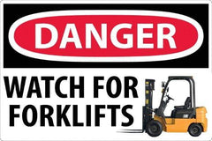 NMC - "Danger - Watch For Forklifts", 24" Long x 36" Wide, Texwalk Safety Sign - Rectangle, 0.005" Thick, Use for Workplace/Safety - Apex Tool & Supply