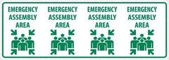 NMC - "Emergency Assembly Area", 12" Long x 34" Wide, Sportwalk Safety Sign - Rectangle, 0.005" Thick, Use for Workplace/Safety - Apex Tool & Supply